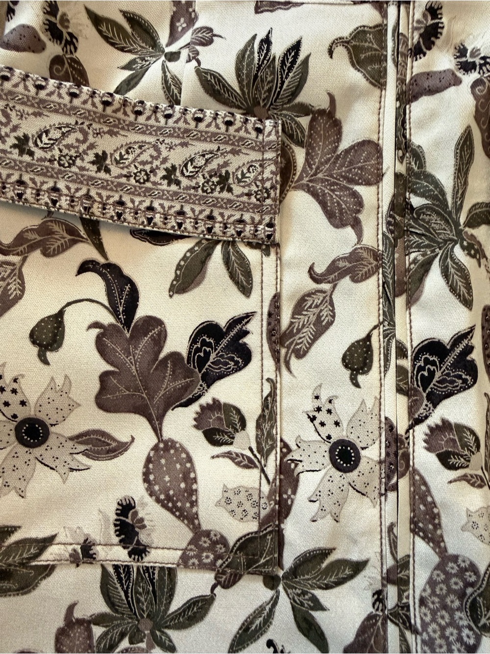 Tory Burch Botanical Print Mikado Apron Dress Floral Zip Front Sleeveless Size 2 - Picture 8 of 9